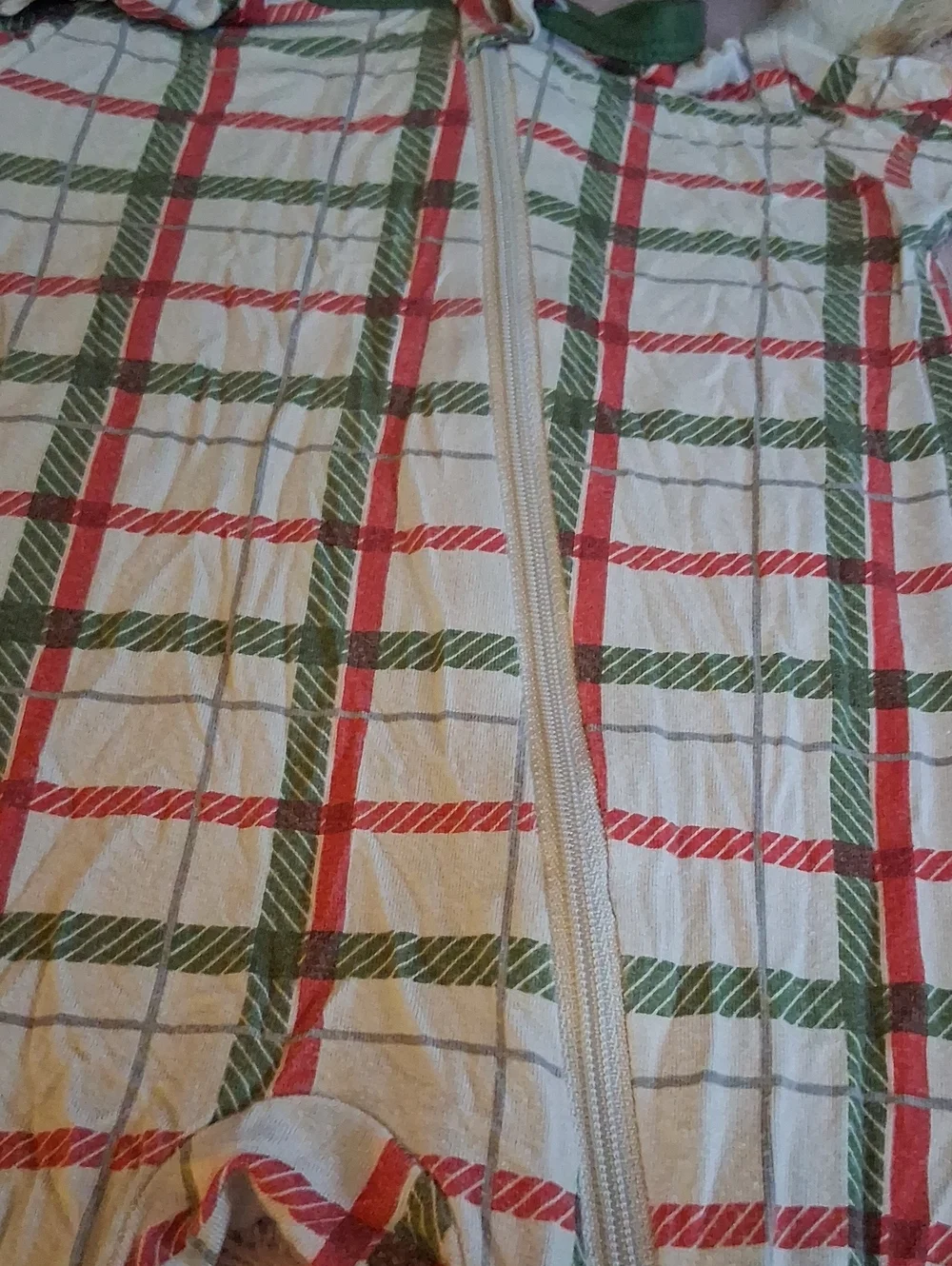 Kyte BABY Red & Green Plaid Zip Footed Pajamas